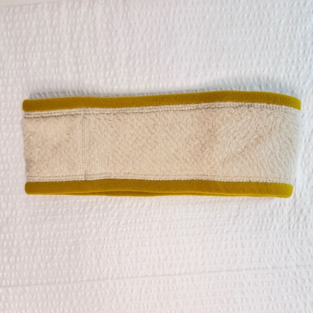 Patagonia Fleece Headband Cream Mustard Trim Winter Ear Warmer Unisex - Picture 3 of 4